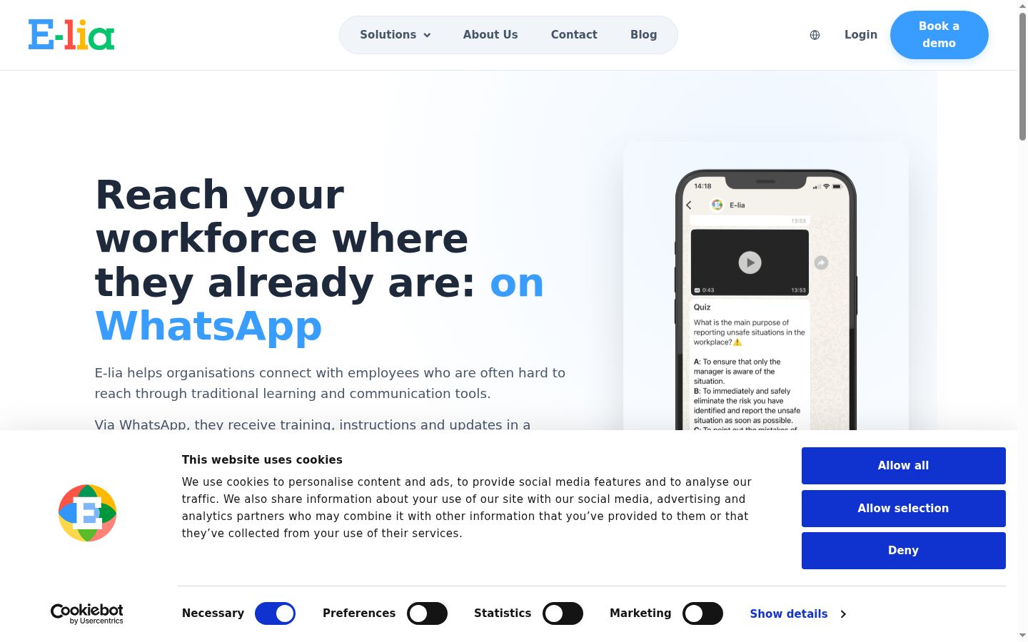 Screenshot del banner di consenso mostrato prima di qualsiasi interazione