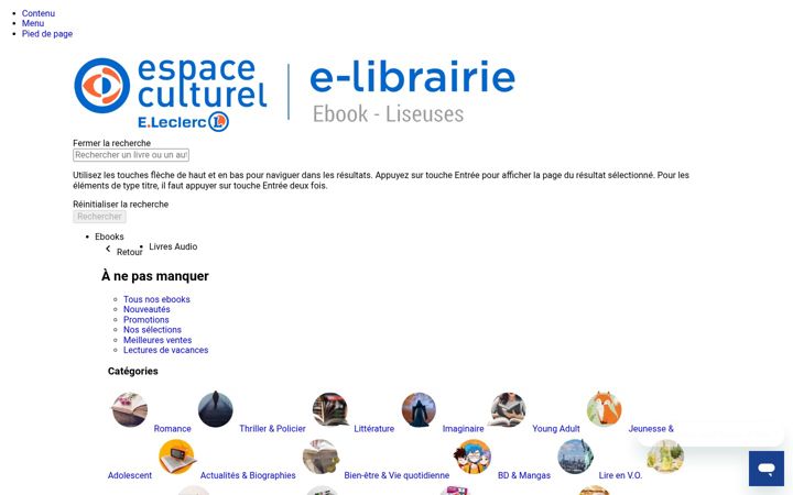 Screenshot of e-librairie.leclerc