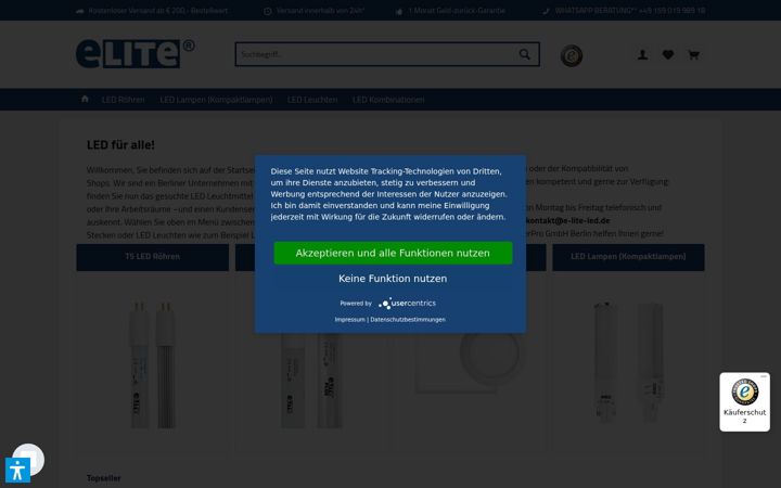 Snimka zaslona za e-lite-led.de