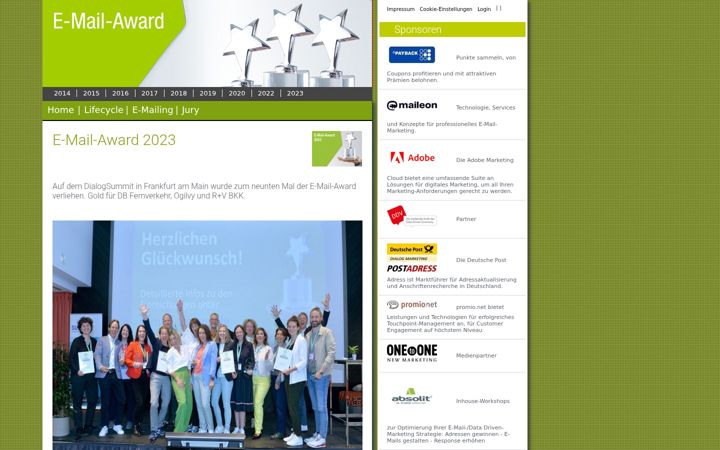 Snimka zaslona za e-mail-award.de