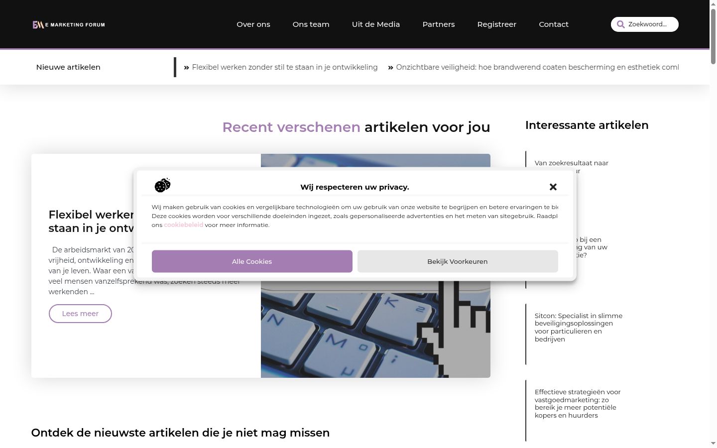 Screenshot del banner di consenso mostrato prima di qualsiasi interazione