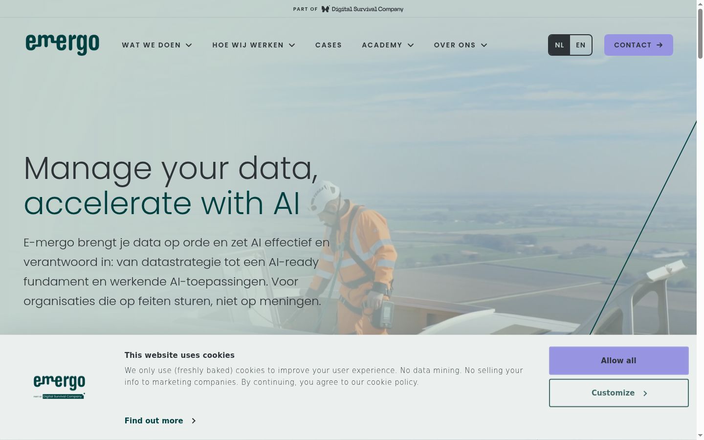 Screenshot del banner di consenso mostrato prima di qualsiasi interazione