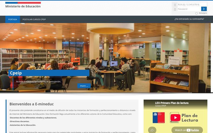 Screenshot of e-mineduc.cl