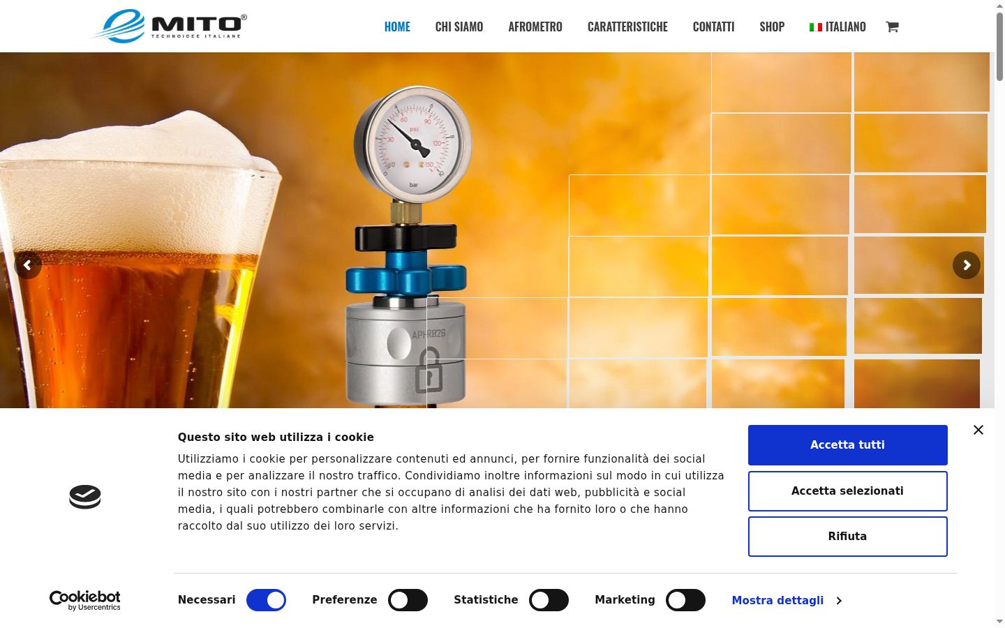 Screenshot del banner di consenso mostrato prima di qualsiasi interazione