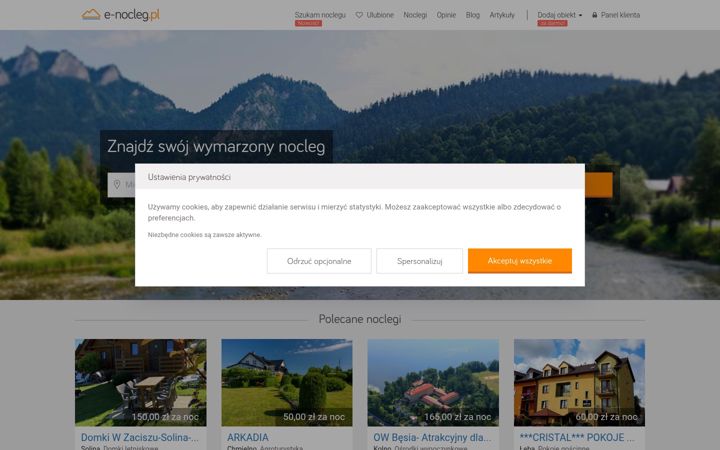 Screenshot ta' e-nocleg.pl