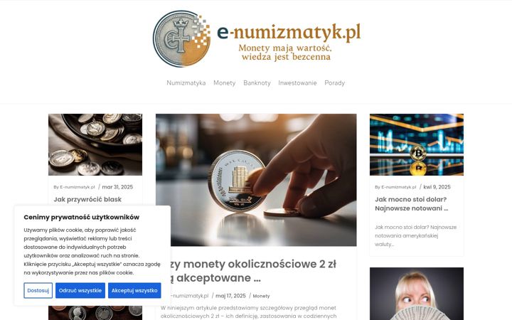 Screenshot ta' e-numizmatyk.pl