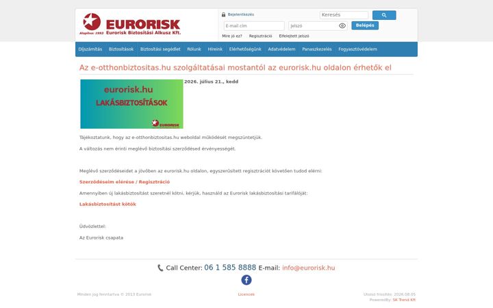Ekraanipilt saidist e-otthonbiztositas.hu