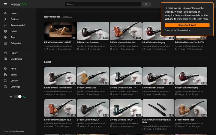 Snimka zaslona za e-pfeifen-videos.de