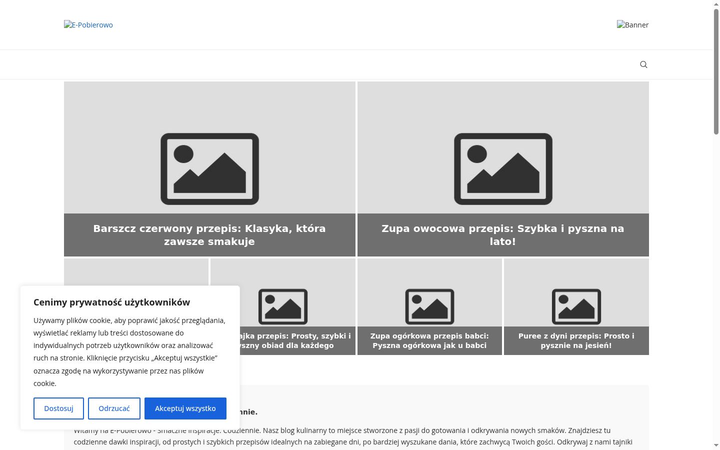 Captura de pantalla del banner de consentimiento mostrado antes de cualquier interacción