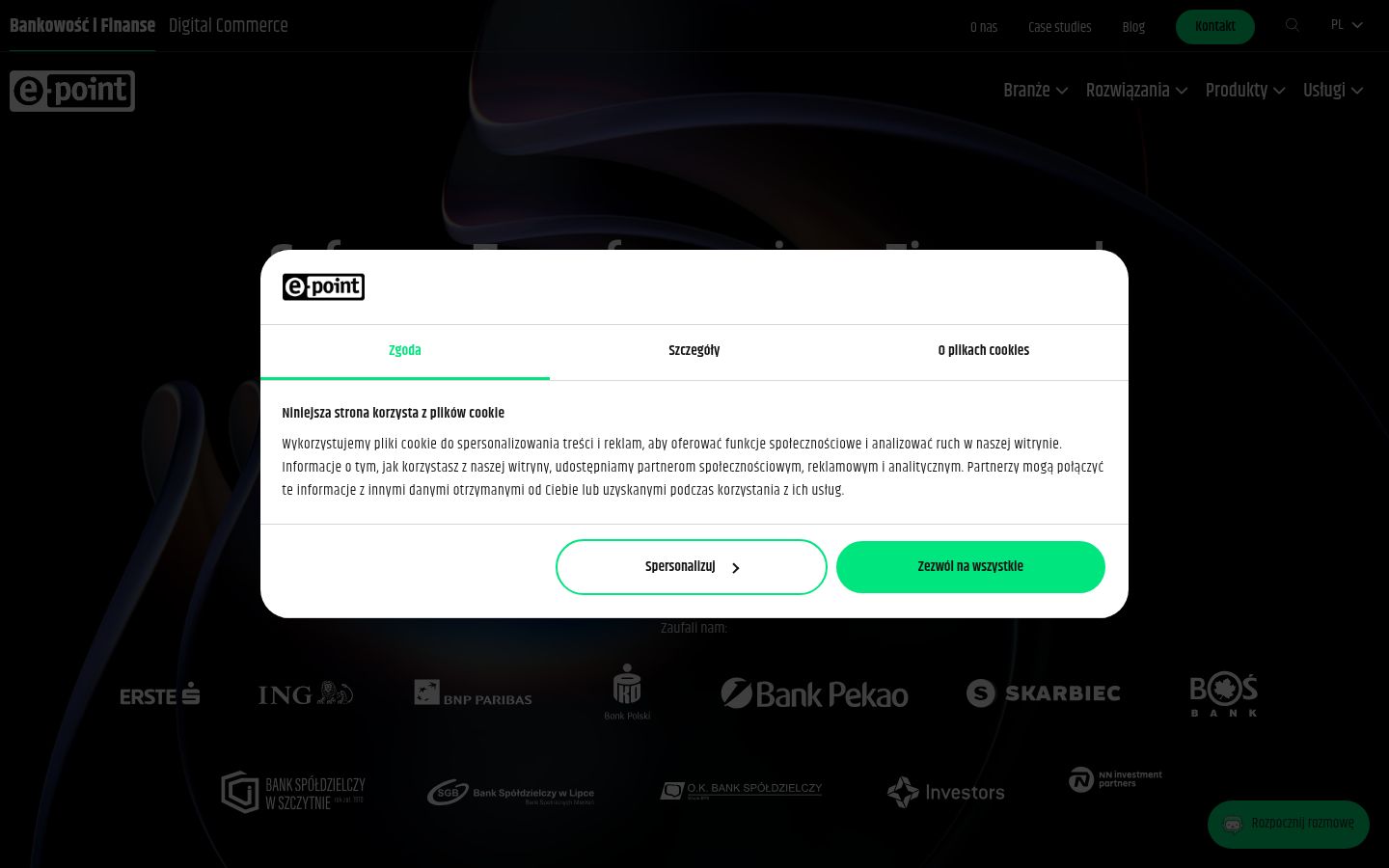 Captura de ecrã do banner de consentimento apresentado antes de qualquer interação