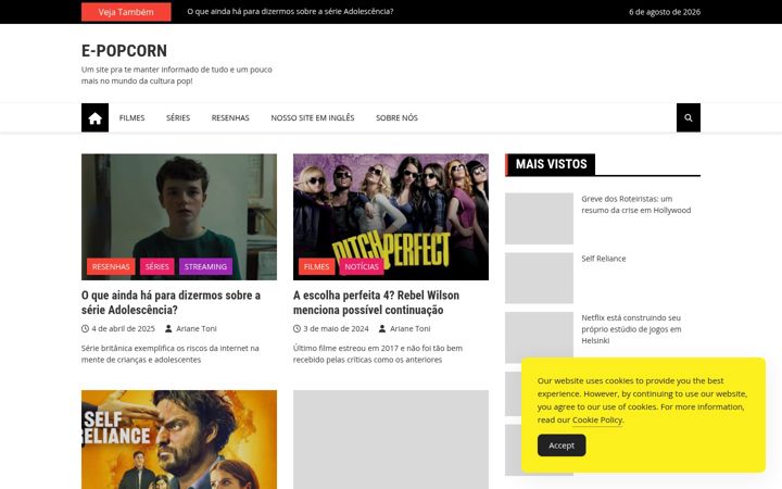 Screenshot stránky e-popcorn.com.br