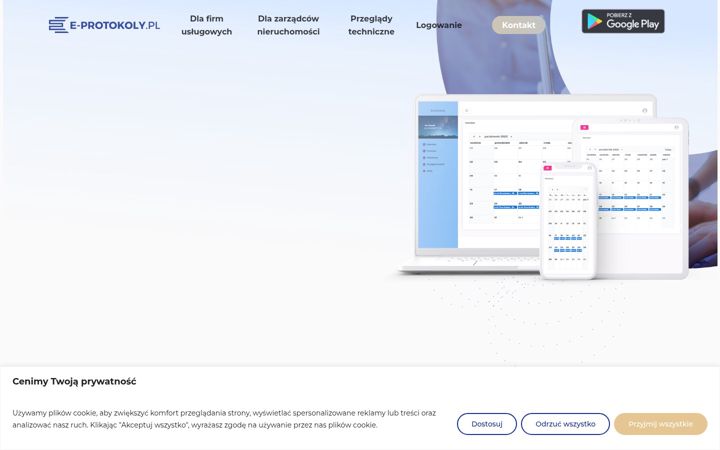 Kuvakaappaus sivustosta e-protokoly.pl