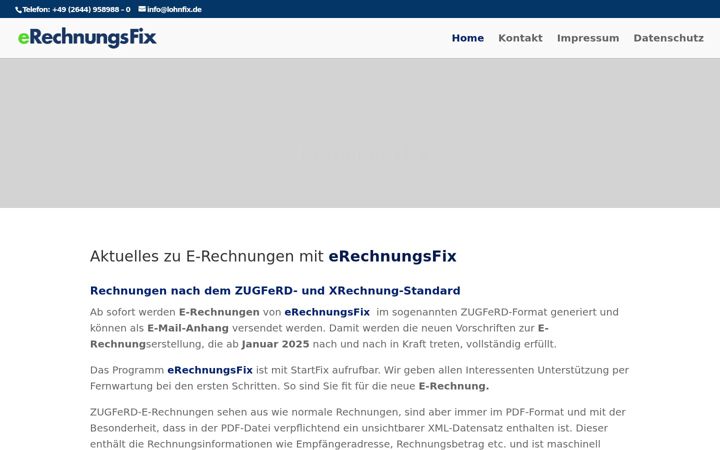 Snimka zaslona za e-rechnungsfix.de