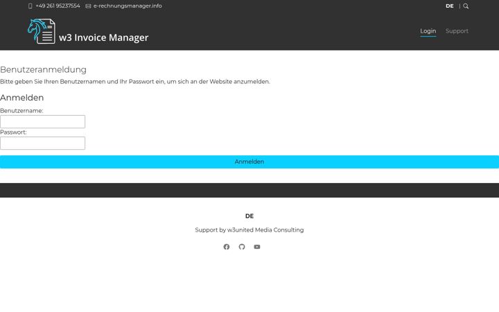 Screenshot von e-rechnungsmanager.info