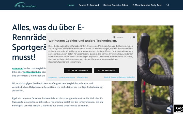 Capture d'écran de e-rennrad.eu