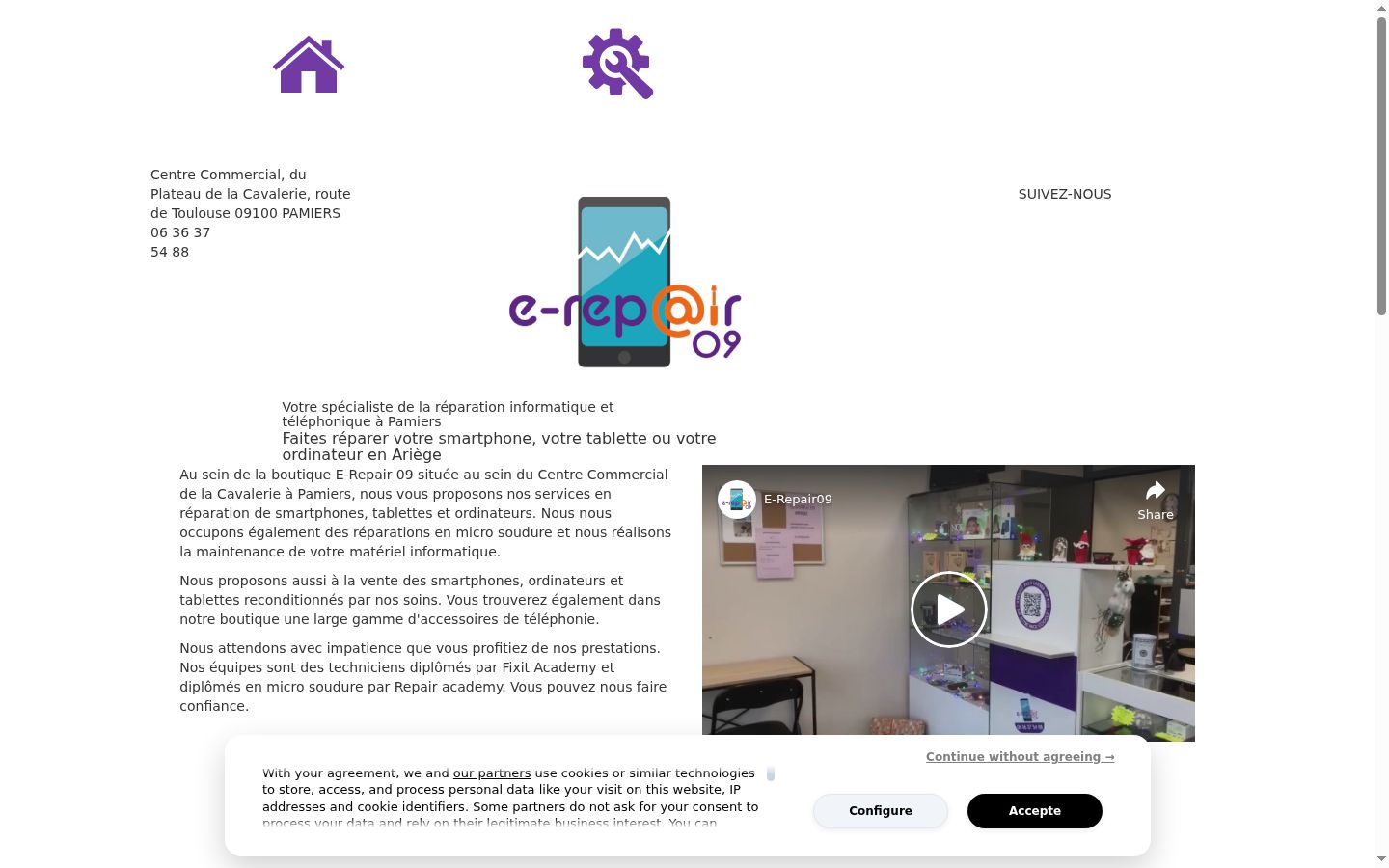 Capture d'écran de la bannière de consentement affichée avant toute interaction