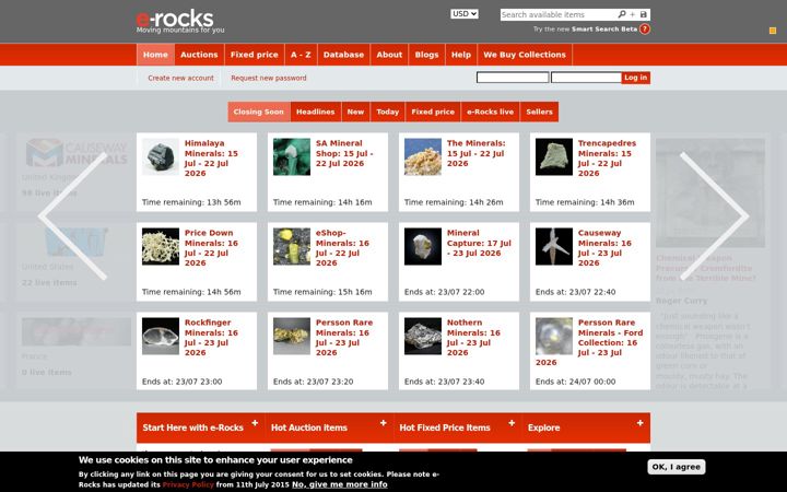 Snímek obrazovky e-rocks.com