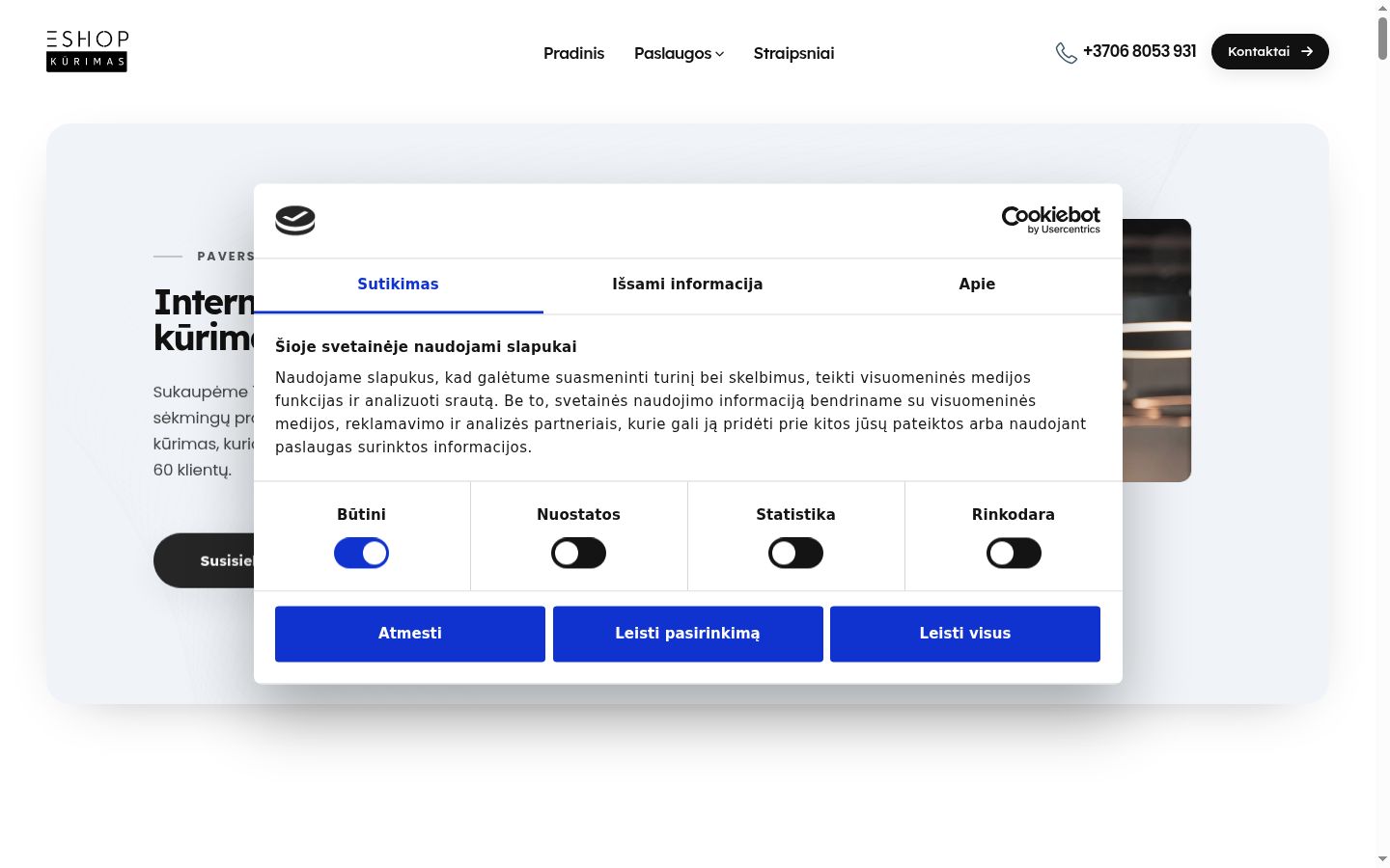 Snímek obrazovky baneru souhlasu zobrazeného před jakoukoli interakcí