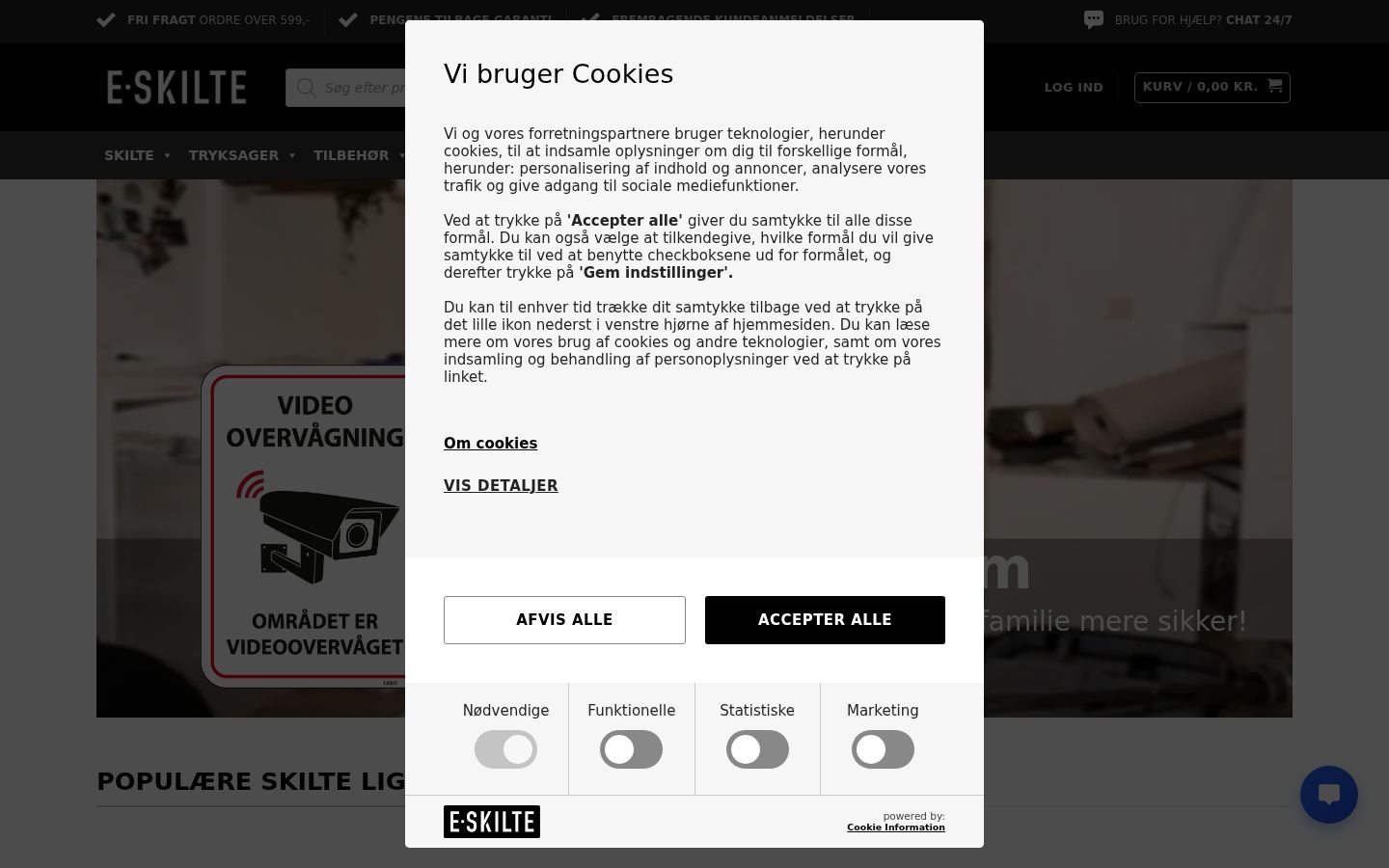 Skjermbilde av samtykkebanneret slik det vises før noen interaksjon