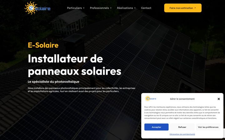 Captură de ecran a e-solaire.fr