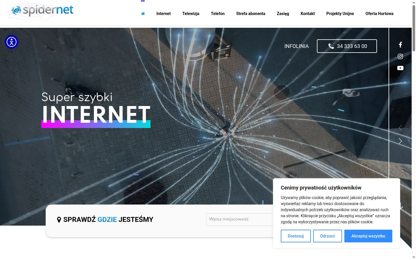 Captura de ecrã do banner de consentimento apresentado antes de qualquer interação