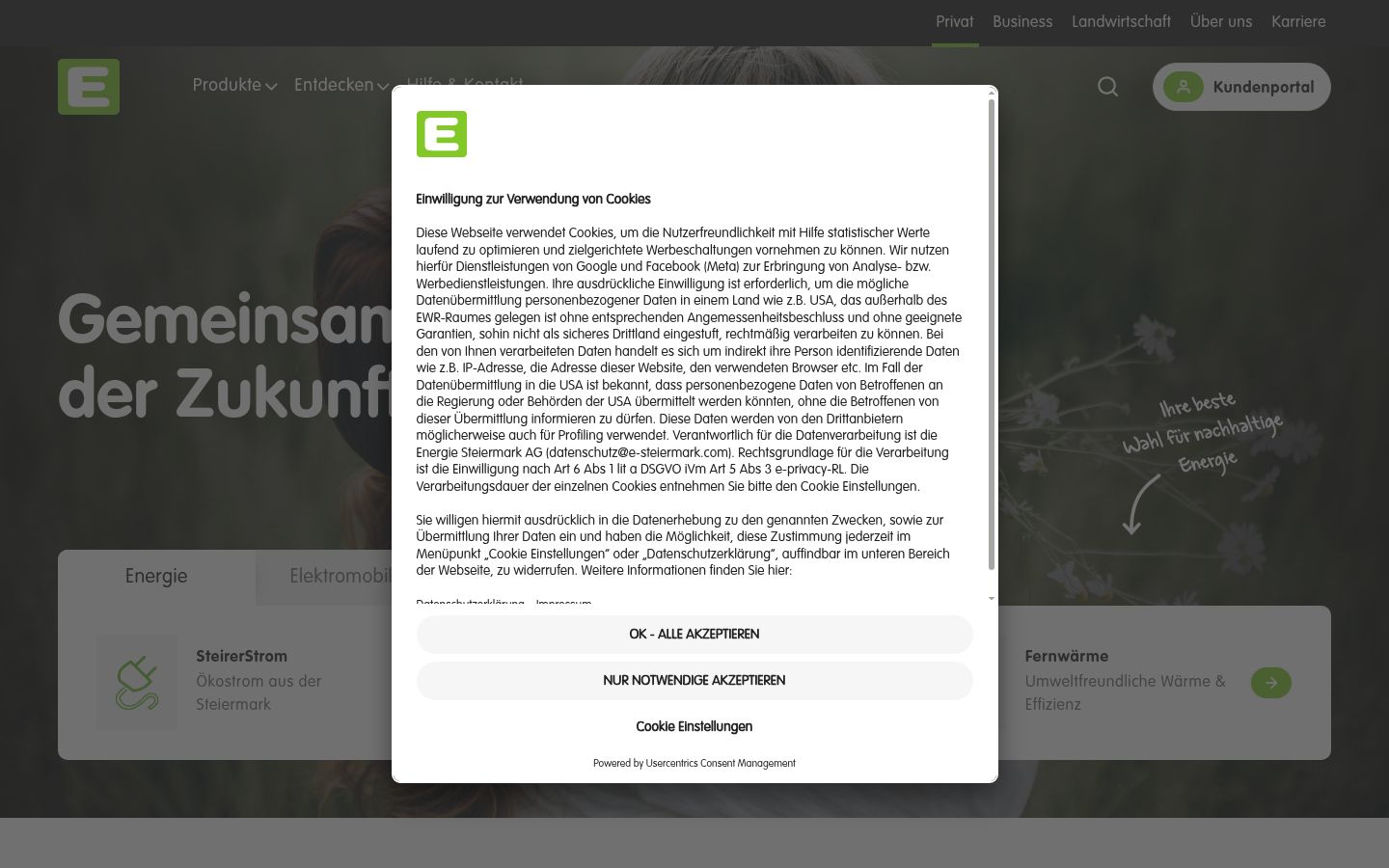Screenshot of the consent banner shown before any interaction