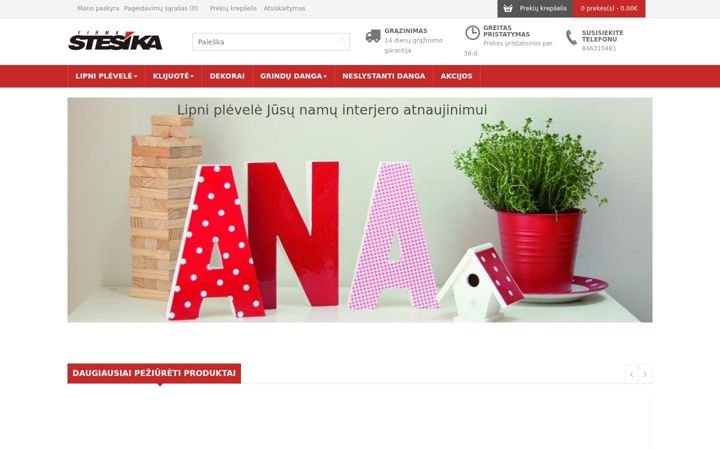 Snímek obrazovky e-stesika.lt