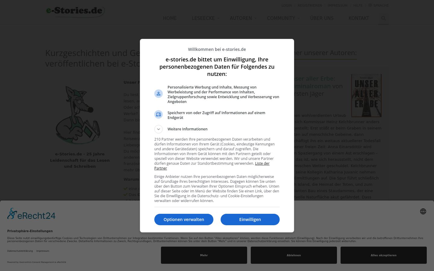 Screenshot del banner di consenso mostrato prima di qualsiasi interazione