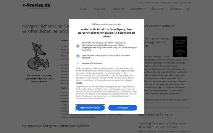 Screenshot of e-stories.de