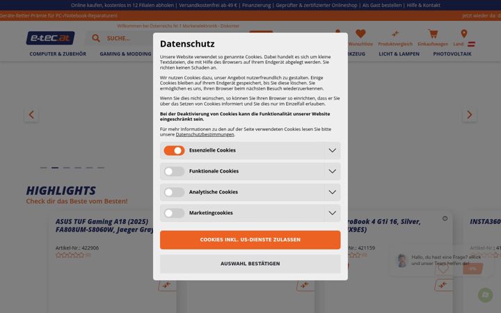 Screenshot of e-tec.at
