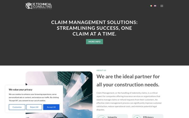 Screenshot van e-technicalconsulting.it