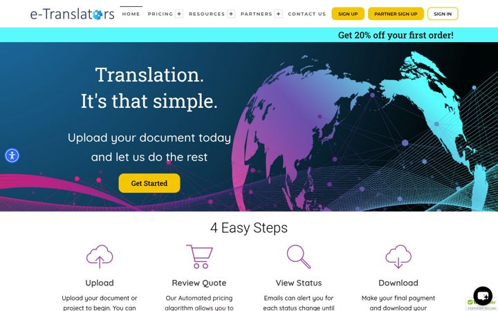 Screenshot of e-translators.com