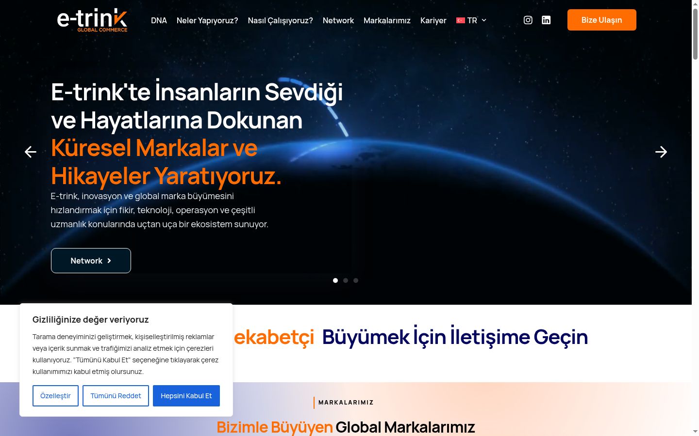 Screenshot del banner di consenso mostrato prima di qualsiasi interazione