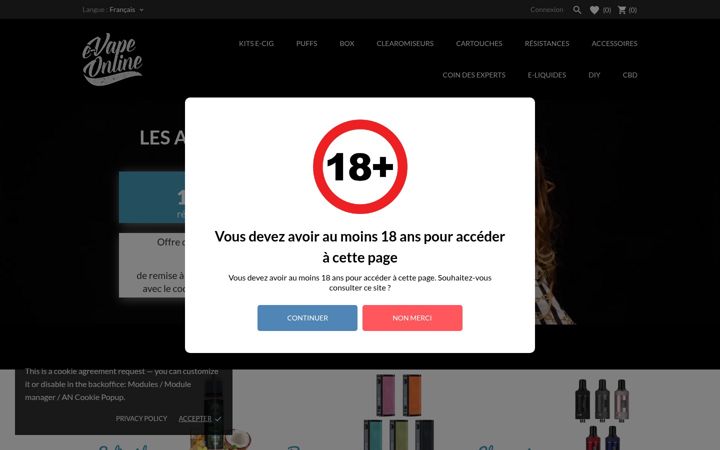 Screenshot of e-vapeonline.com