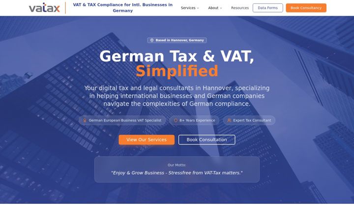 Screenshot of e-vatax.de