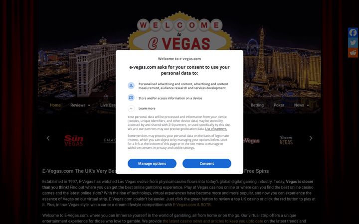 Screenshot of e-vegas.com