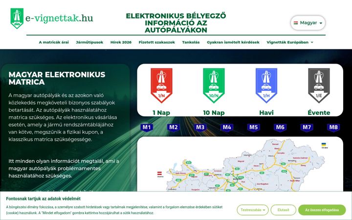 Ekraanipilt saidist e-vignettak.hu