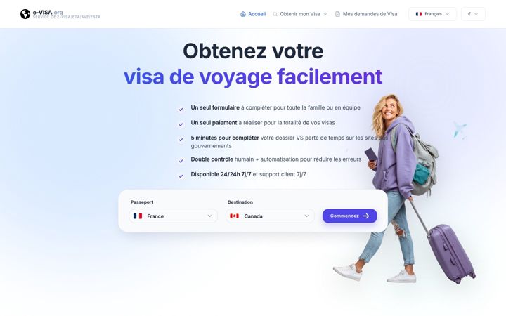 Captură de ecran a e-visa.org