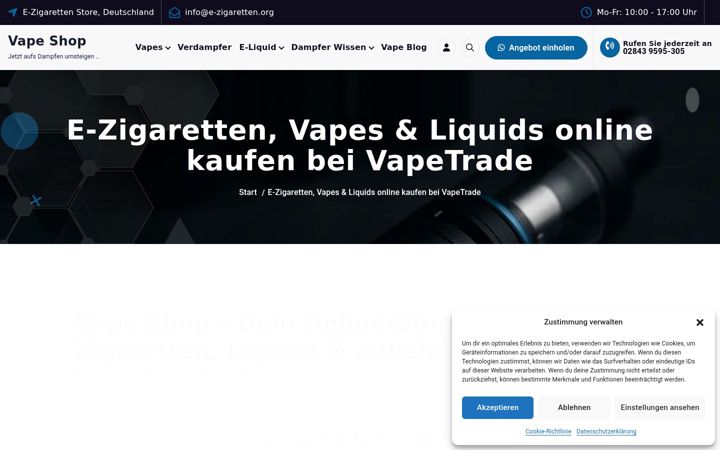 Captură de ecran a e-zigaretten.org