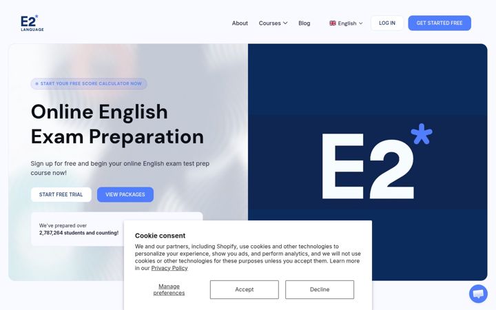 Captură de ecran a e2language.com