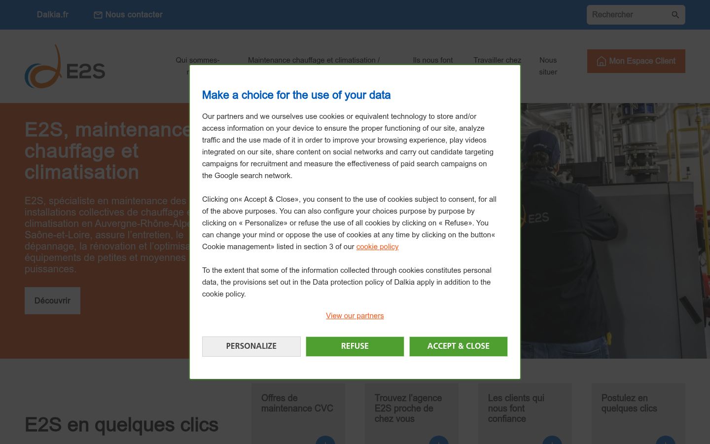 Screenshot of the consent banner shown before any interaction