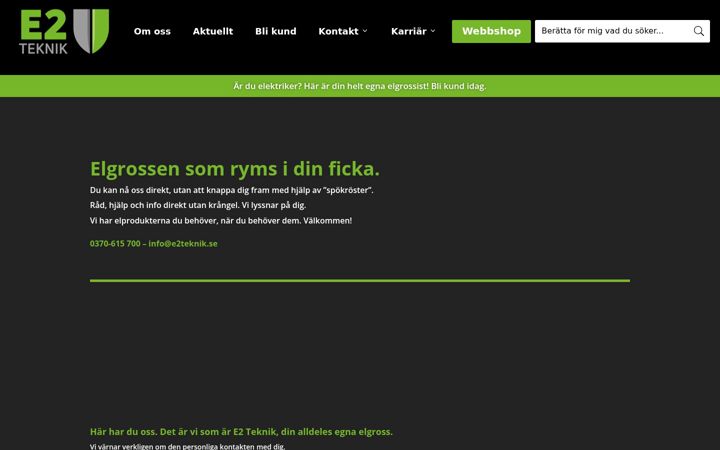 Screenshot stránky e2teknik.se