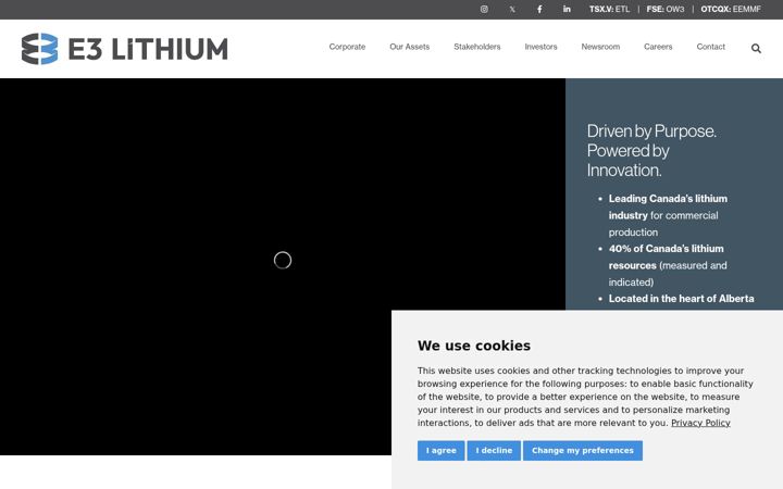 Capture d'écran de e3lithium.ca