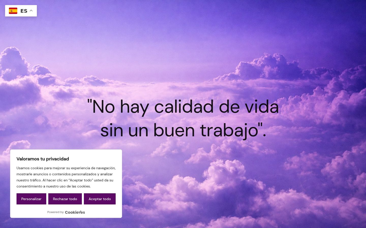 Captura de ecrã do banner de consentimento apresentado antes de qualquer interação