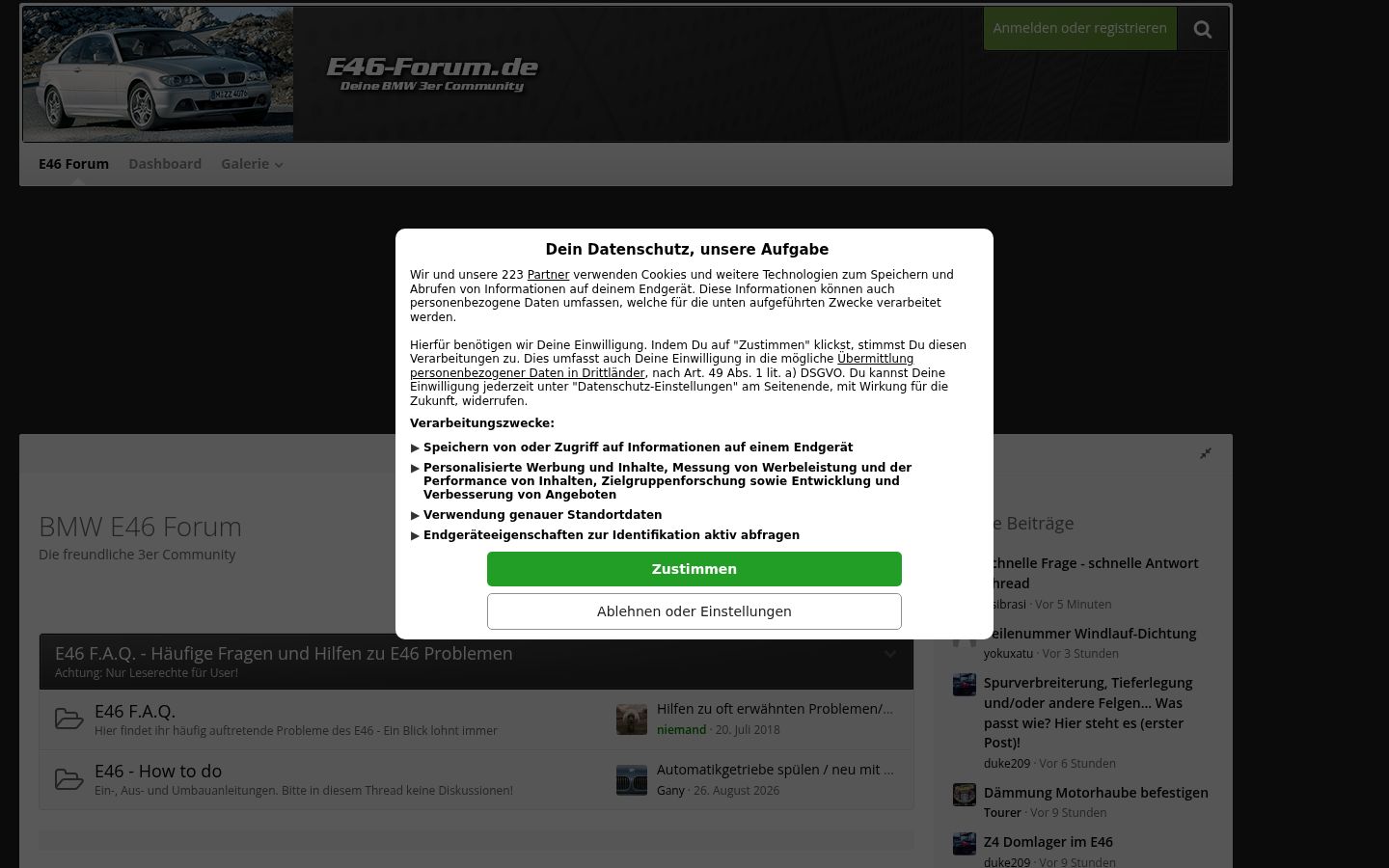 Snimka zaslona bannera za privolu prikazanog prije bilo kakve interakcije