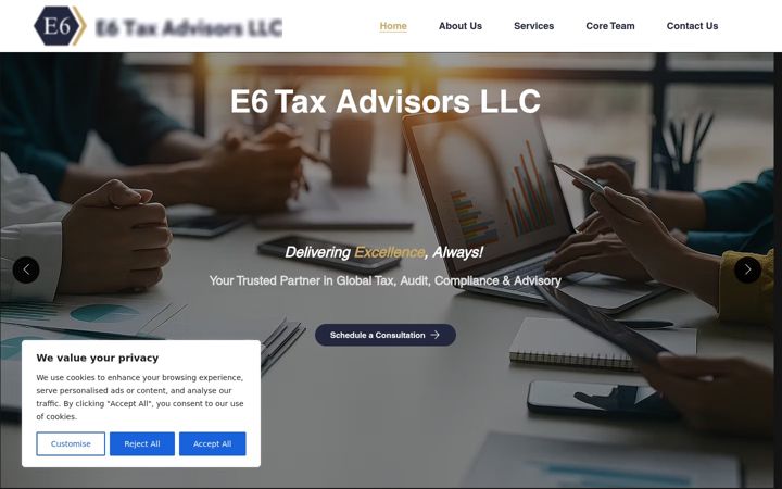 Screenshot of e6taxadvisors.com