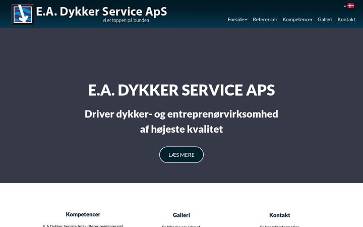 Ekraanipilt saidist ea-dykkerservice.dk