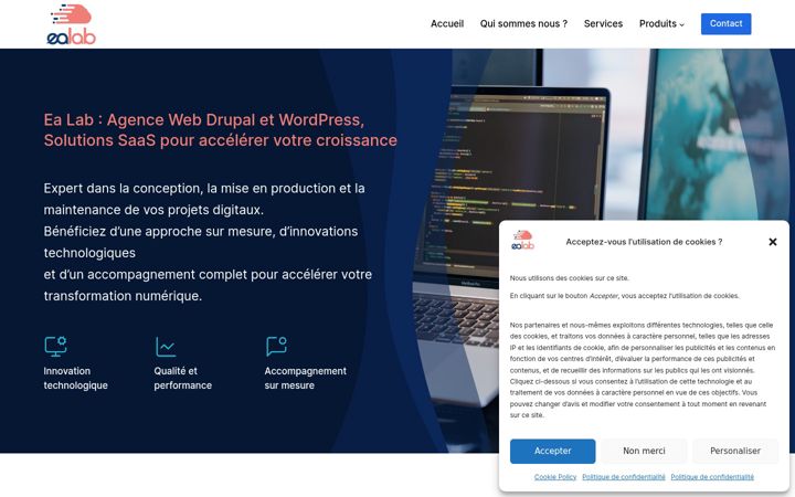 Screenshot stránky ea-lab.io