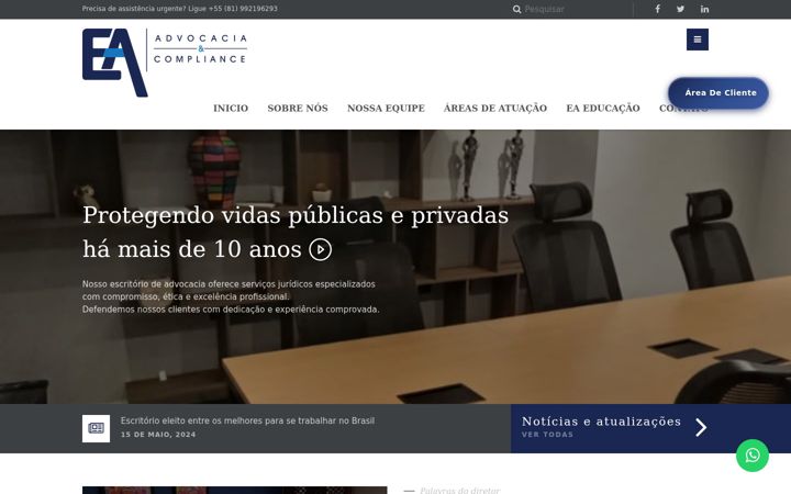 Screenshot stránky eaadvogados.adv.br