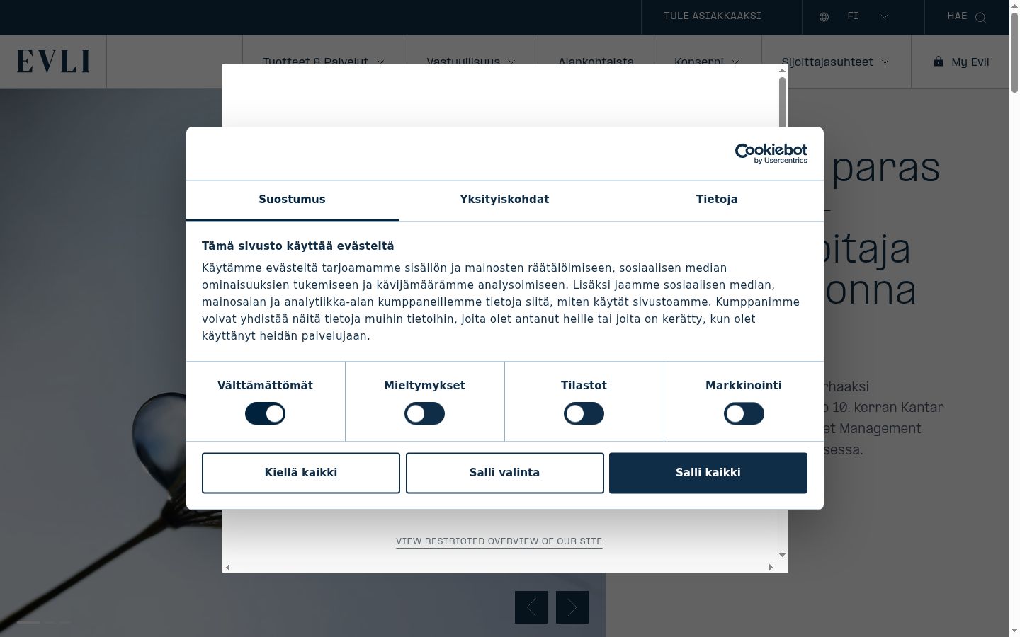 Capture d'écran de la bannière de consentement affichée avant toute interaction
